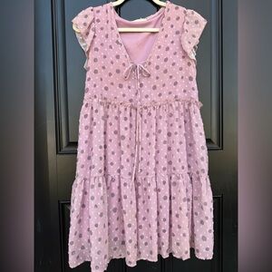 Altar’d  State Mauve Polka Dot Tiered Sundress